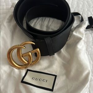 Gucci Black Belt with Gold Buckle